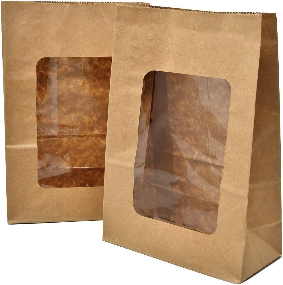 Bakery direct Kraft windowed cookie bags with PLA window (fully recyclable) (250)