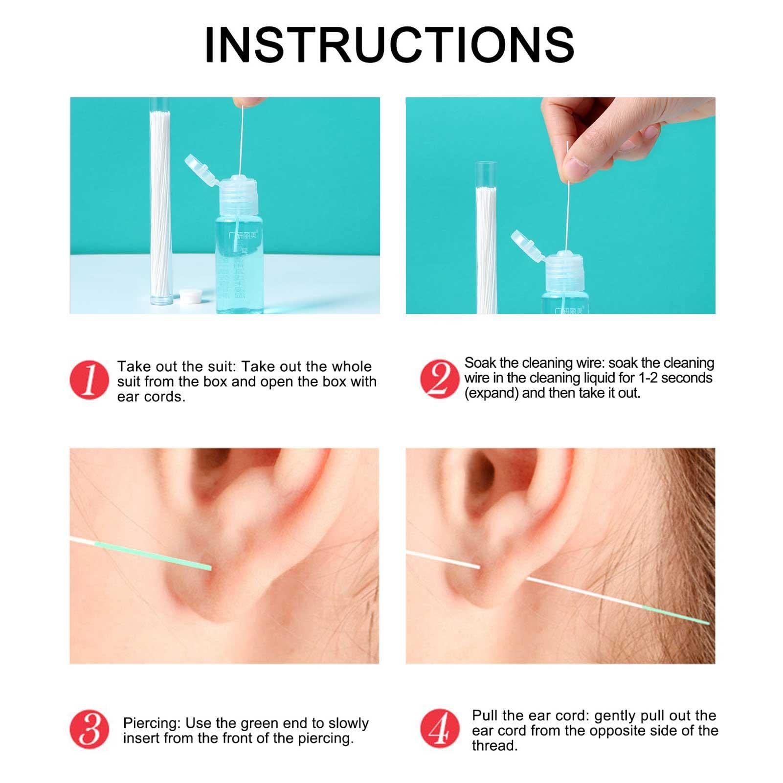 120 Fils Nettoyants Pour Piercing/trous D'oreille - Flexible, Doux, élimine Les Odeurs