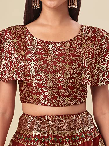 Image of PURVAJA Women's Jacquard Semi-Stitched Lehenga choli(Sitara)