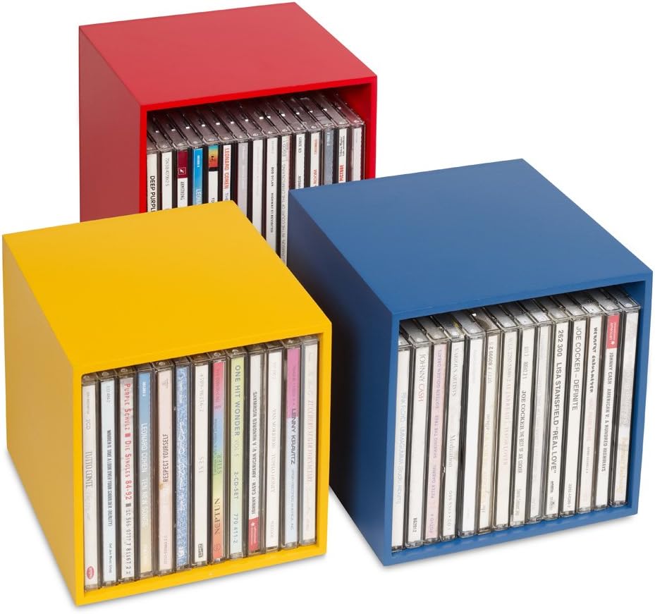 cubix CDBoxen color, CDAufbewahrungsBoxen aus Holz. Set mit 3 CD