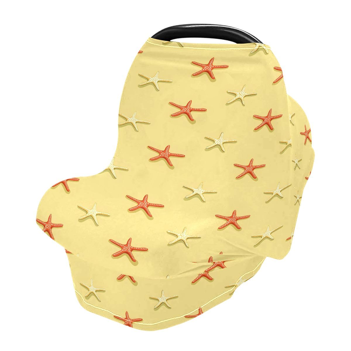 Baby Car Seat Canopy Covers Nursing Cover Stretchy Boys Girls Starfish Yellow Carrier Cover Breastfeeding Cover Breathable