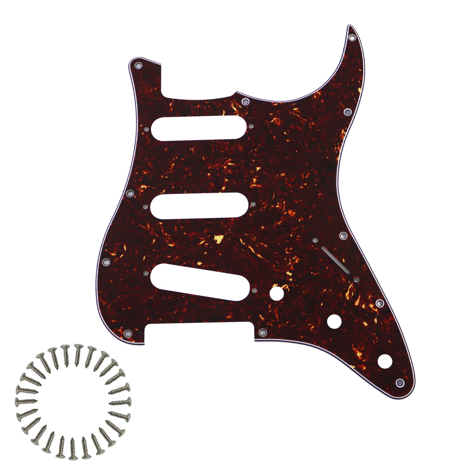 SSS 11-Hole Strat Pickguard for Fender Stratocaster, Brown Tortoise