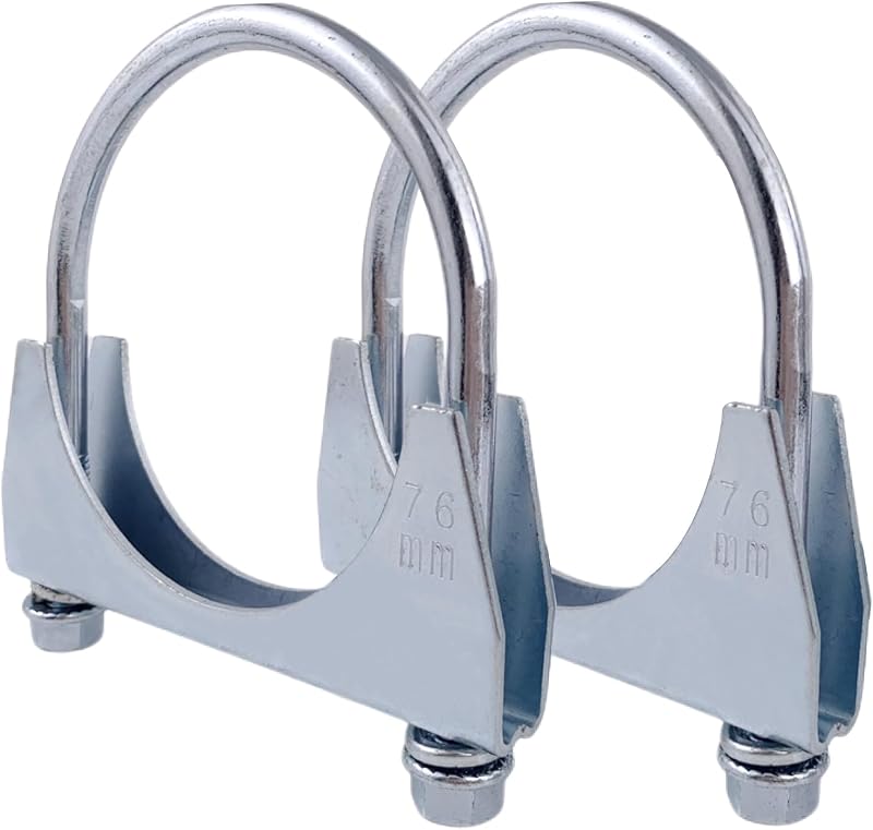 Abraçadeira U para escapamento Atokrtact tipo sela em aço inoxidável para tubo de 3" (7,62 cm) – pacote com 2 unidades