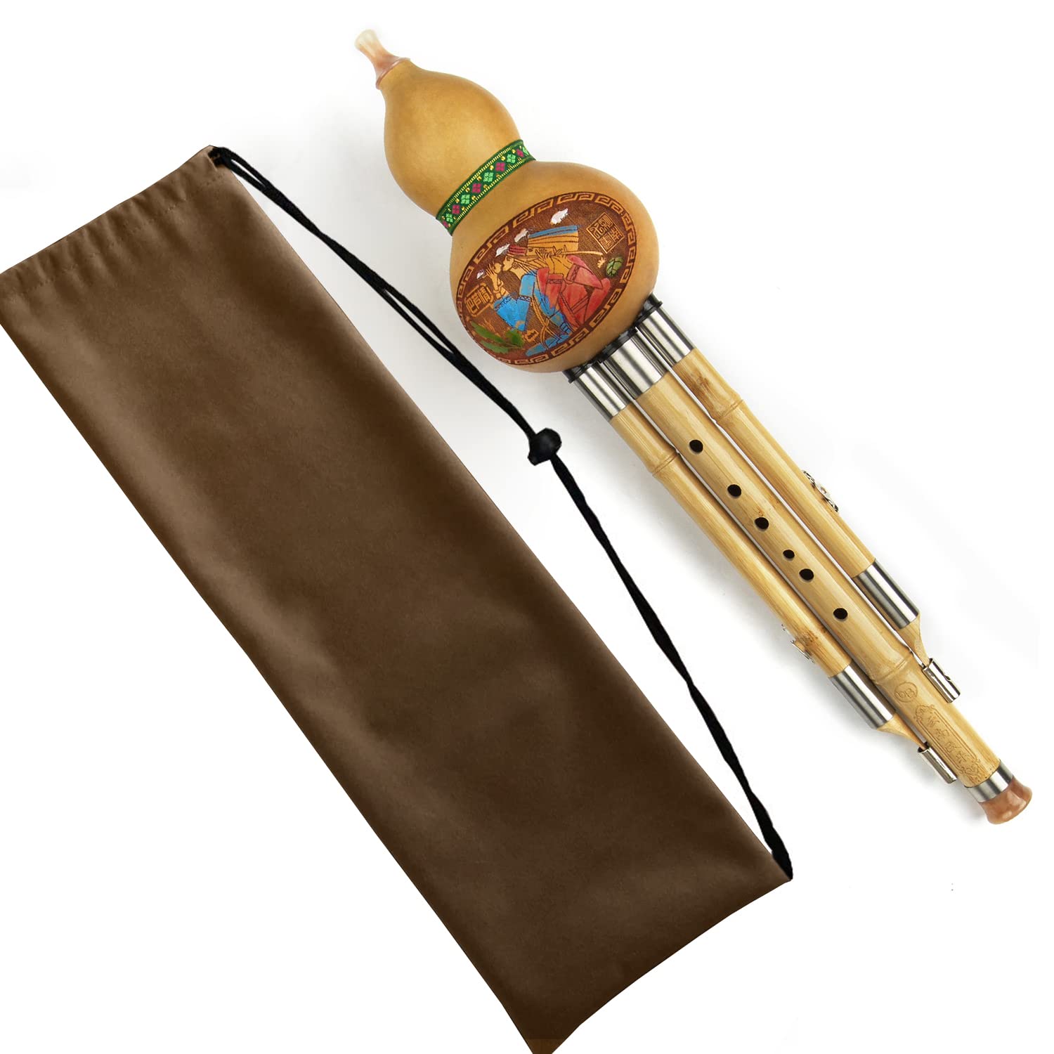 Clé b-Flat Hulusi Instrument de Musique Traditionnel Bambou Cucurbit Flûte à Vent