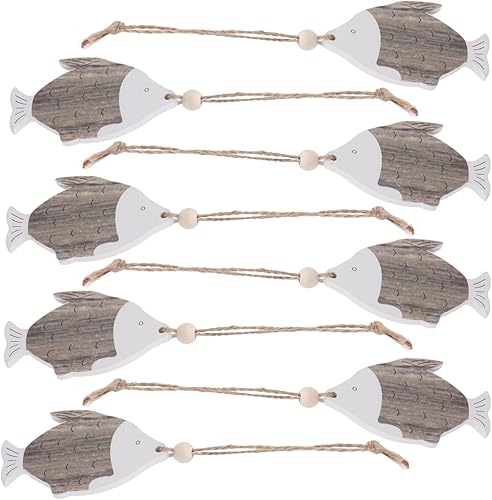 Amosfun 8 adornos de madera de peces para decoración del océano, decoración para el hogar, Hawai, ornamento para manualidades, decoración de peces