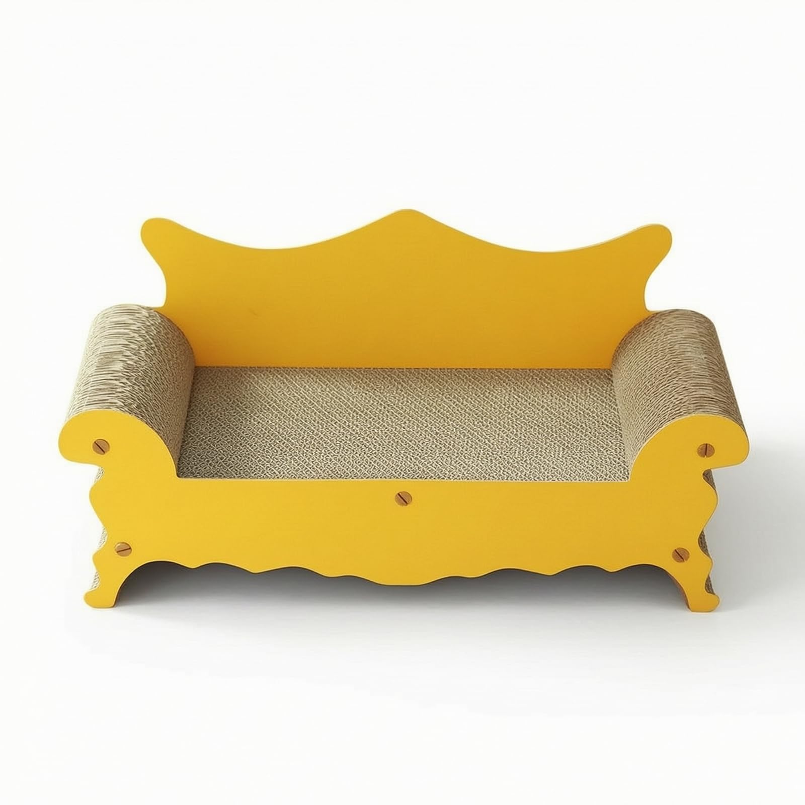 Sofá Rascador Cartón Ondulado Rascador Cartón con Respaldo Seguro Tabla Rascadora para s, Amarillo Vidriado