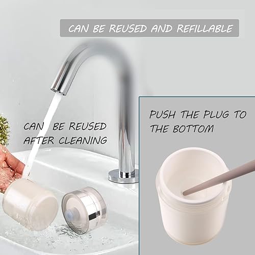 Miniatura 7 de Paquete de 3 tarros de bomba sin aire, tarros vacíos de crema cosmética de viaje, contenedor de vacío acrílico, dispensador de crema de loción