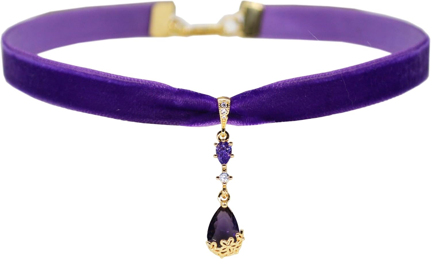 MOMOCAT 14K Gold Plated Sapphire Imitation Velvet Choker Necklace for Women Thick Chokers Birthstone Chocker Vintage Pendant Necklaces Chockers for Women Teen Girls Princess Costume Jewelry Aesthetic