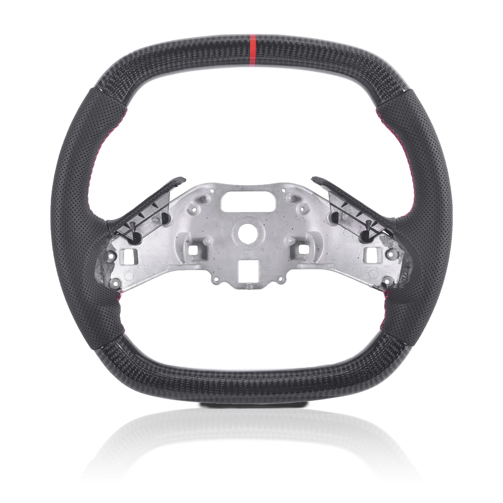 EASSAFEX Real Carbon Fiber Steering Wheel for Chevy Corvette C8 Z06 2020-2024, D-shaped Flat-bottom Nappa Perforated Leather Grip