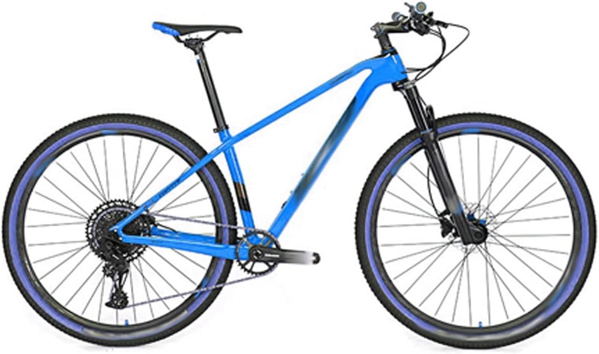 ZIGE マウンテンバイク アルミホイールカーボンファイバーマウンテンバイク油圧ディスクブレーキバイク (Color : Blue,