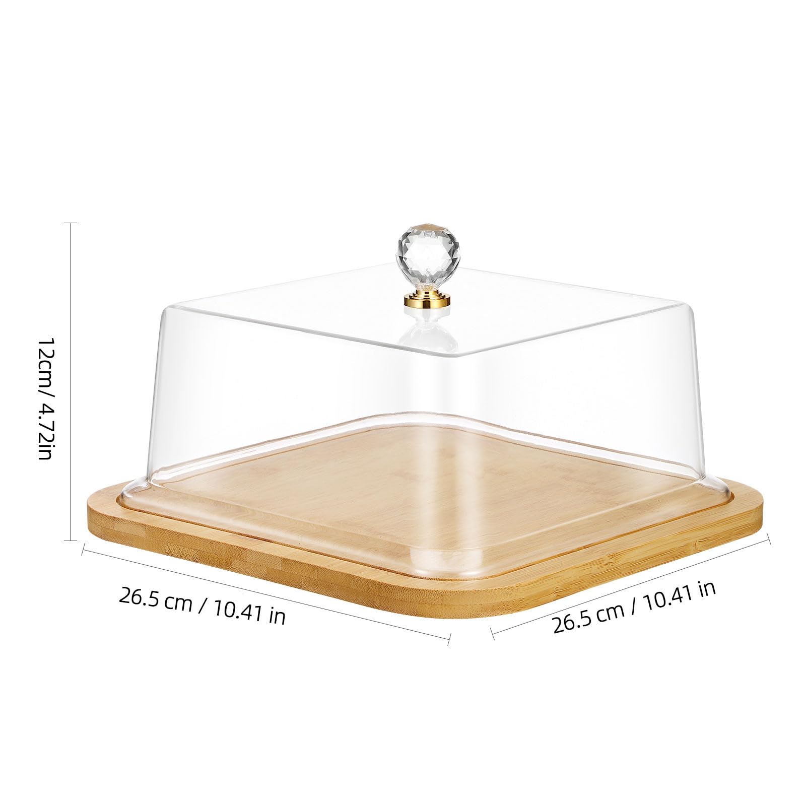 Überdachter Tortenständer mit Acrylplatte und Holzsockel Quadratische Kuchenplatte für Haushaltsdesserts Transparenter Schutz zum Sauberhalten von Speisen