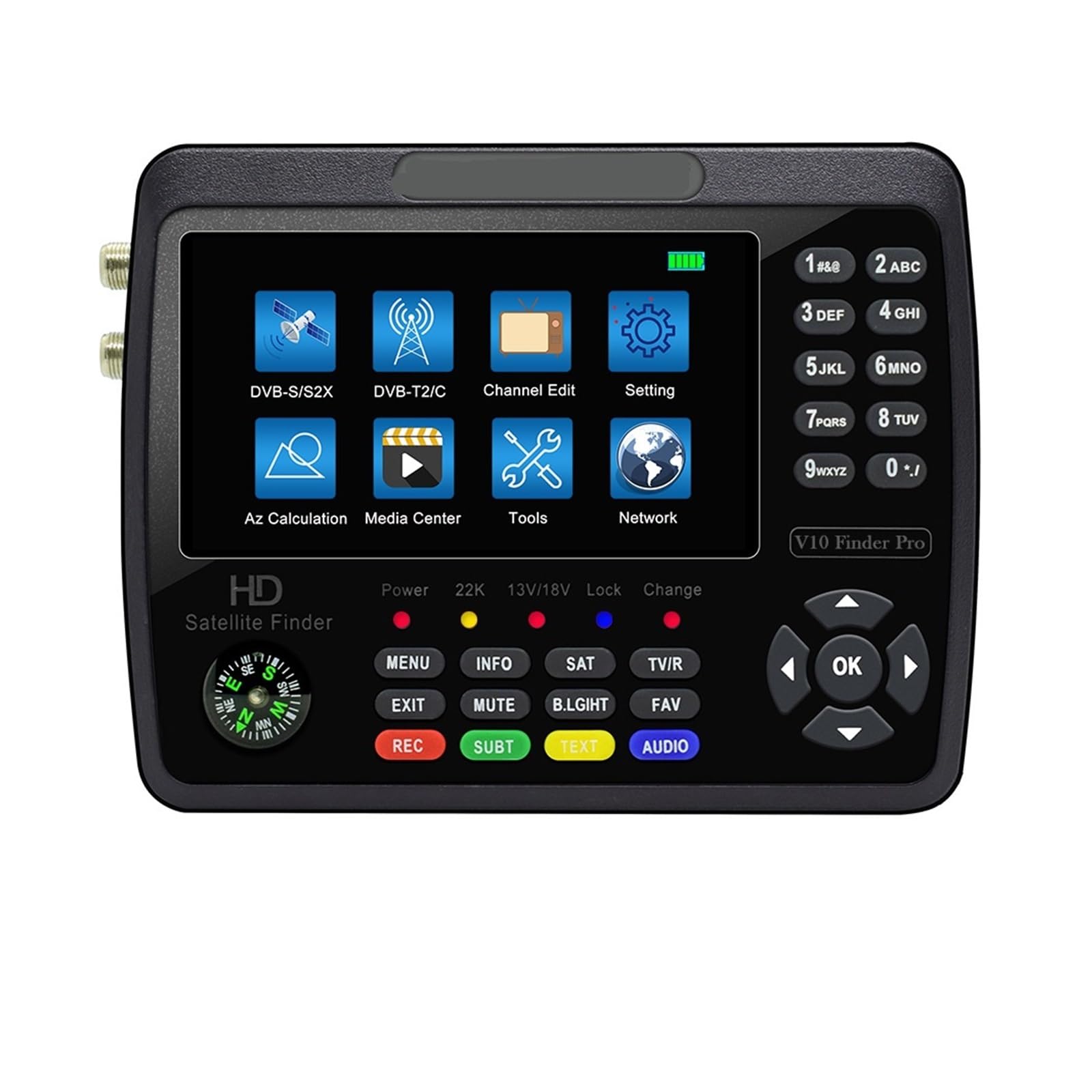 Buscador de SatéLite, V10 Finder Pro Medidor de TV satelital 4.3'' DVB-S/S2/S2X/T/T2/C/H.265+AHD(8MP) PK ST-5150 V8 Finder Pro 2