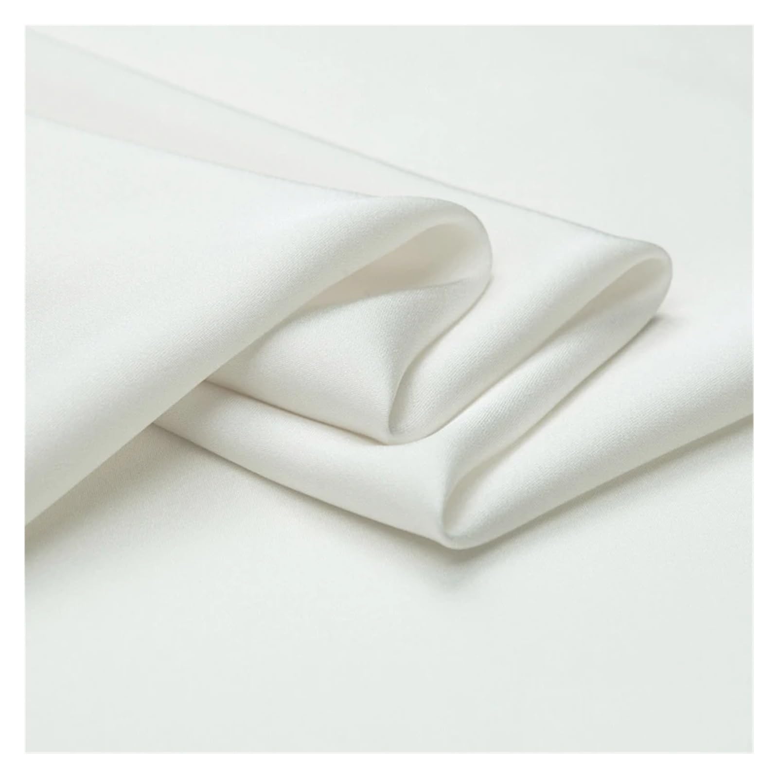 Tela de Raso Satin Georgette doble de seda elástica (90% seda, 10% elastano), 19 m/m, 140 cm (55"), tela for uniformes y pantalones de vestir for dama.(Natural white)