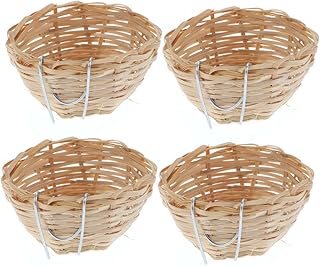 Ipetboom 4 Pçs Ninho Para Pássaros Ninho De Pássaro De Bambu Ninho De Pássaros Casa Ninho De Pássaro Alimentador De Pássaros De Madeira Pequeno Papagaio Ninho De Pássaro Pendurado