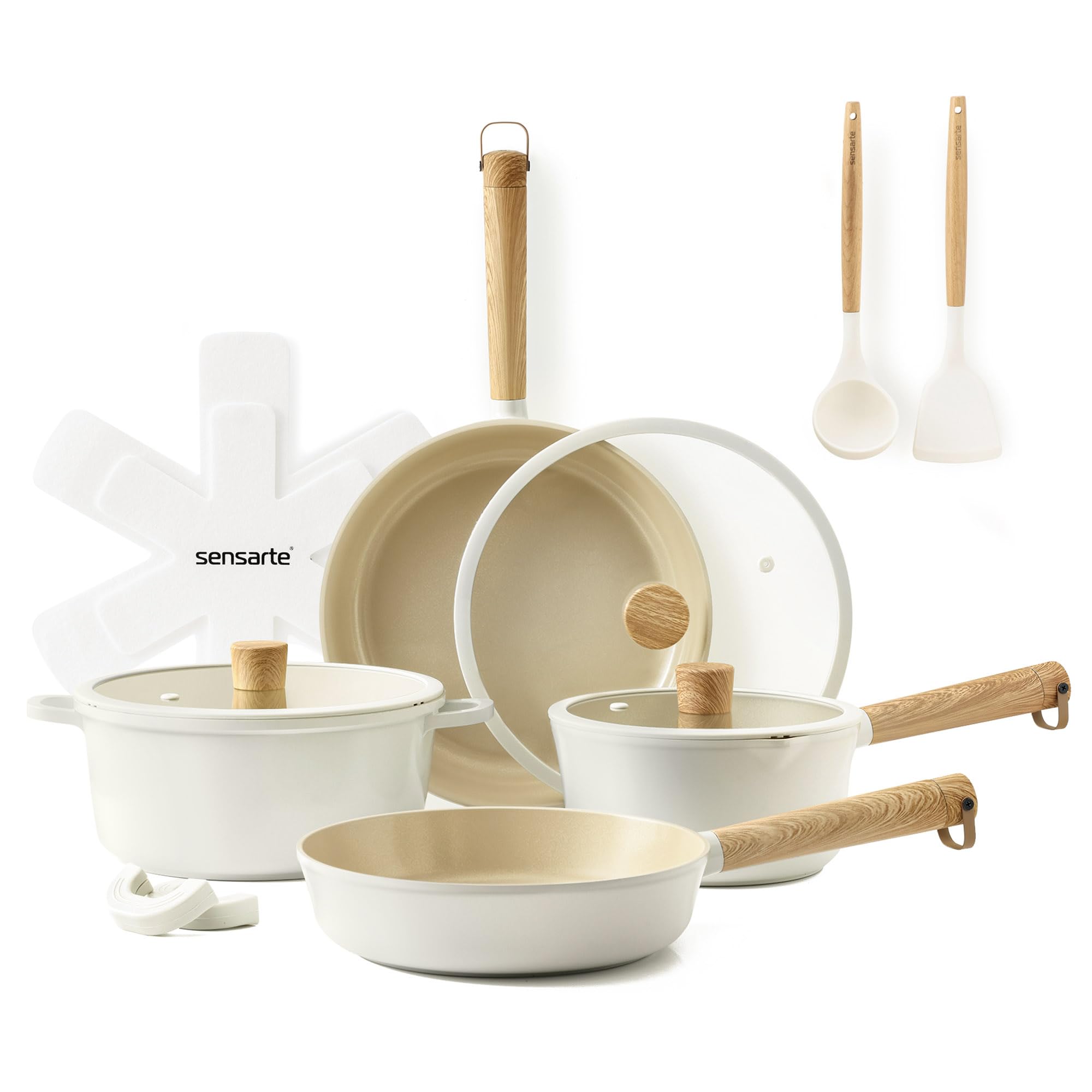 SENSARTE 14Pcs Ceramic Nonstick Cookware Set