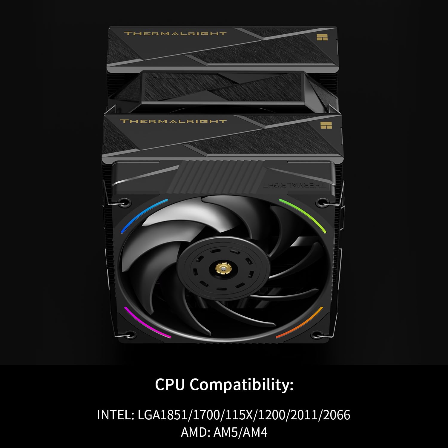 Thermalright Royal Pretor 130 Ultra Black - Enfriador de aire para CPU, 7 tubos de calor, doble torre, cubierta superior cepillada, para Intel lga1700/1851/2011/115X, AM5, ventiladores PWM dobles