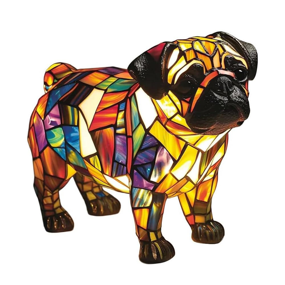 Kouamor Pug Lamp, 17cm Dog Series Night Light, USB Powered Corgi Lamp, Cute Pet Themed LED Table Lamps, Decorative Dog Night Light, with Warm Ambient Glow, for Home Room Office Decor Gifts (Pug Dog)