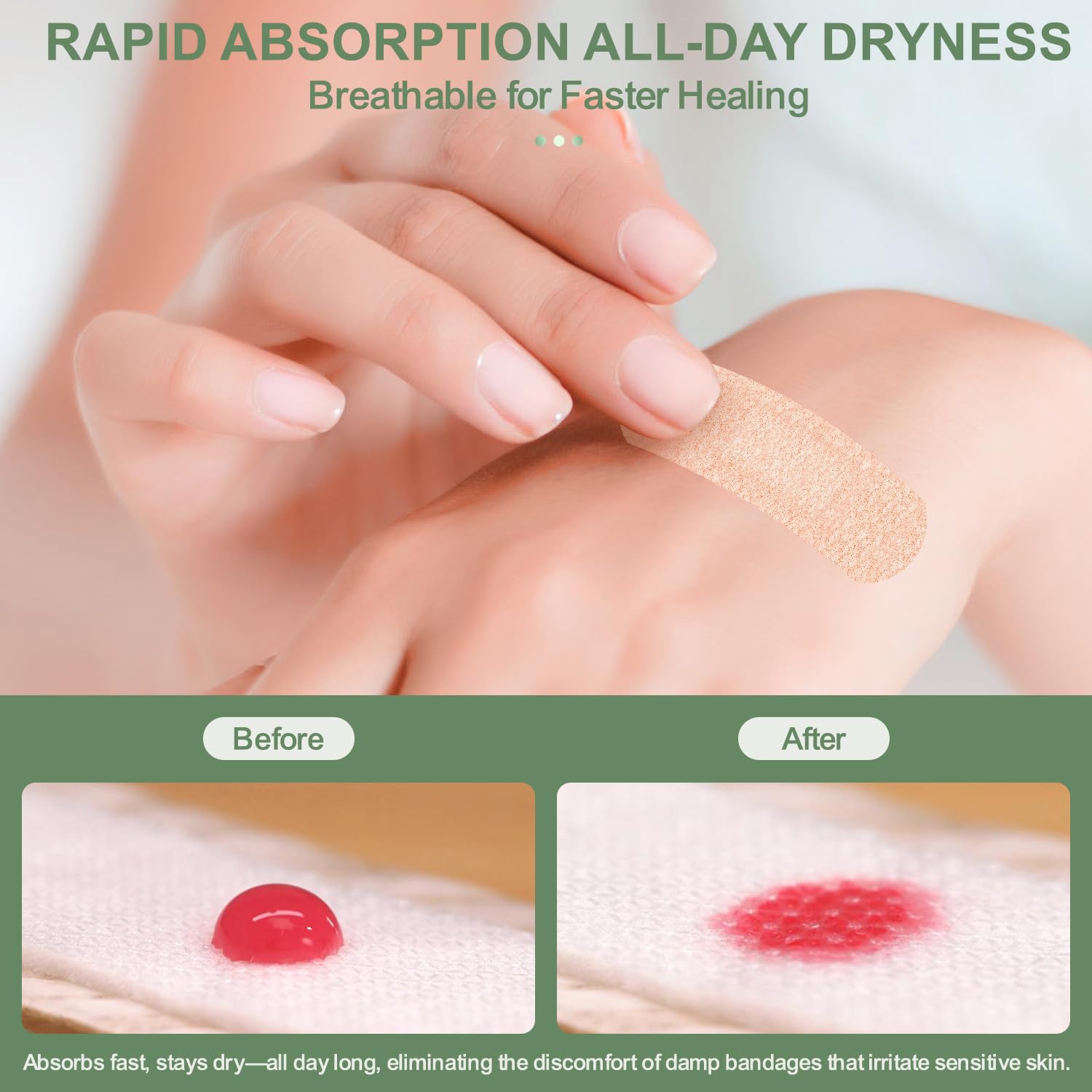 Hysimedy Medicazioni adesive in silicone, piccole dimensioni, per pelli sensibili e fragili, 2,5 x 7,6 cm, 50 pezzi, tessuto flessibile, senza lattice, ipoallergenico, traspirante, per ADHD