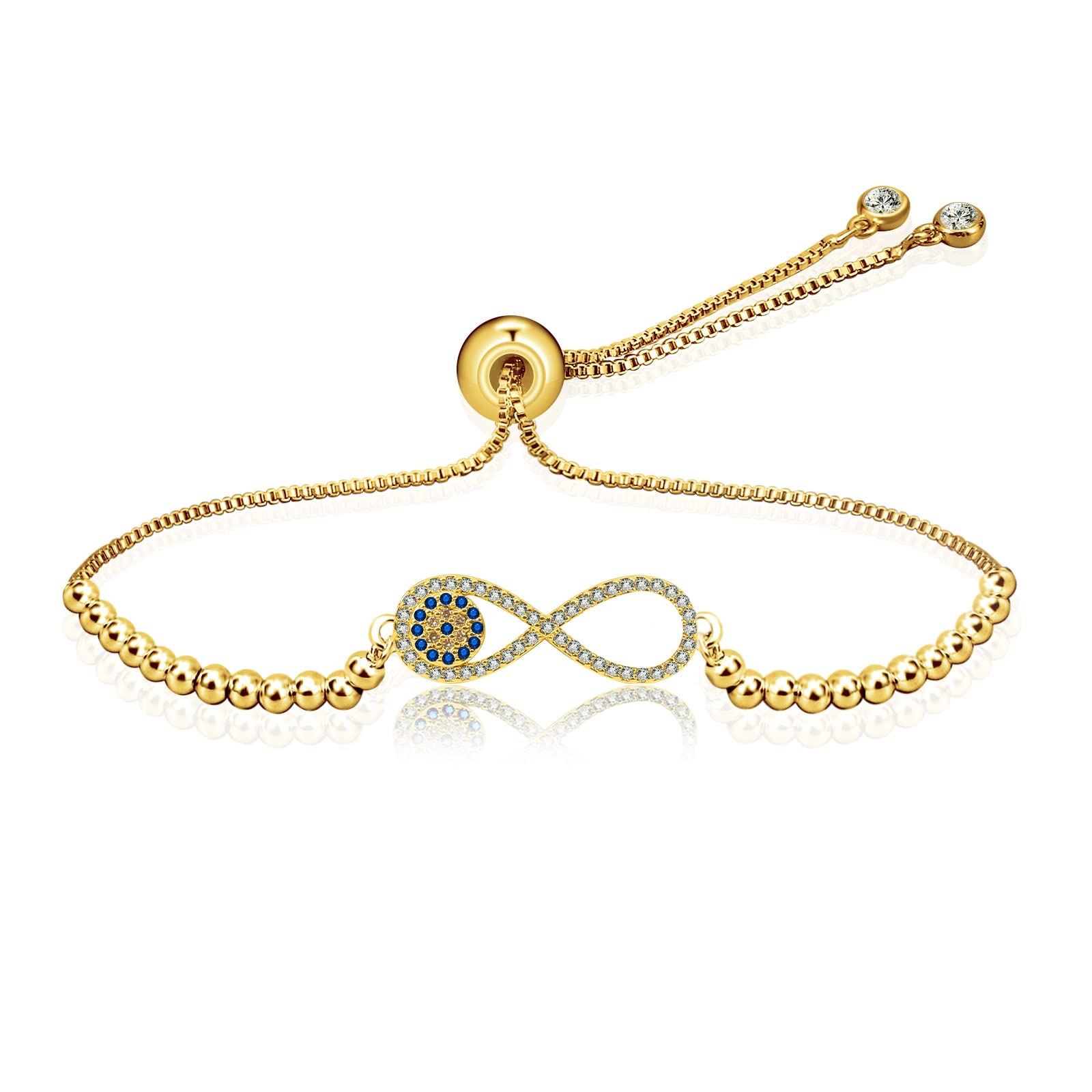 Lit Wall18K Gold Plated Charm Bracelets Evil Eye/Infinity Evil Eye/Butterfly/Tree of Life Cute Dainty Bracelet for Women, Teen Girls