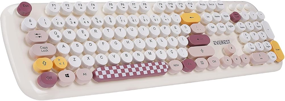 Everest KM-6284 WHISKER Renkli Tuşlu Kablosuz Q Klavye + Mouse Set
