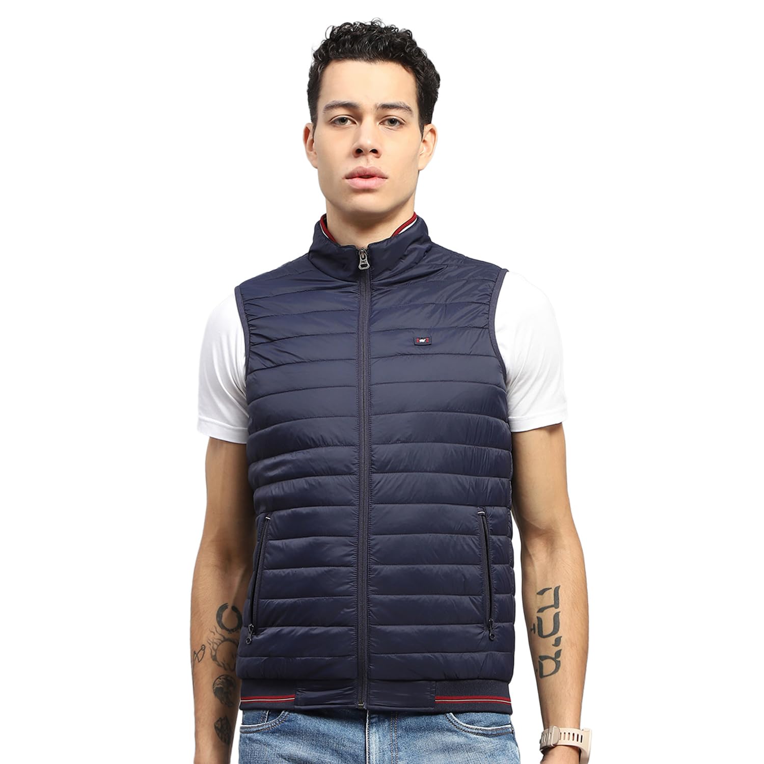 monte carlo Mens Solid Mock Neck Sleeveless Jacket (224066706)-picture-28