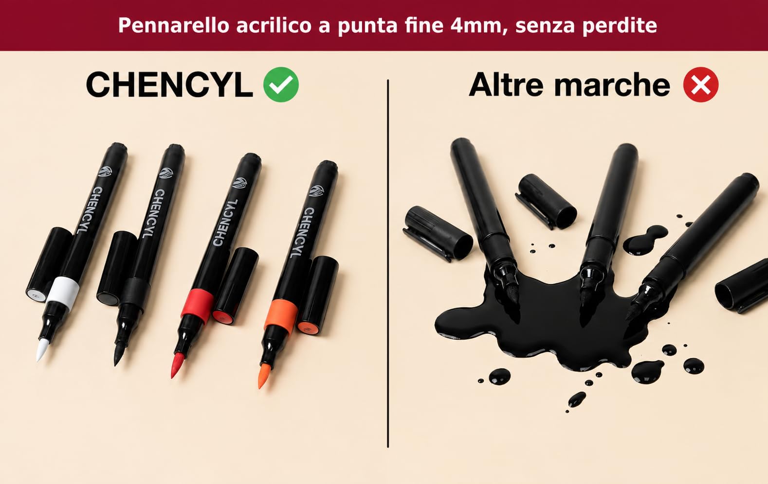 Pennarelli Acrilici 120 Colori, Acrylic Marker Brush Pen 4 mm