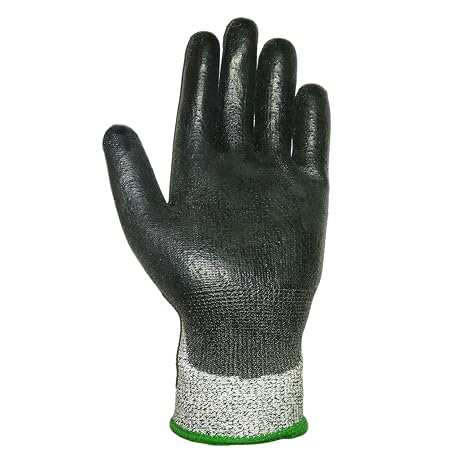 6 Pairs Cut Resistant Gloves Anti Cut Hand Safety Gloves, Kitchen tool Handling Protective Glove Level 3 CUT Protection PU Coated Palm & Fingertips Construction Gardening Automotive (Large [Size 9])