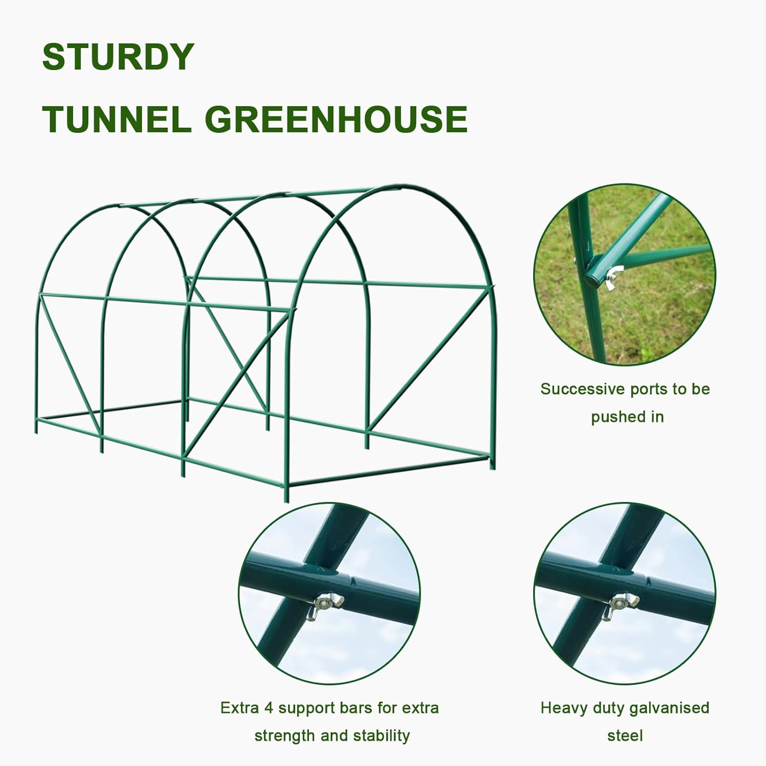 10x7x7 FT Greenhouse, Large Walk-in Green Houses for Outside, Tunnel Greenhouse with Thicken PE Cover with Mesh Door and 6 Ventilation Windows