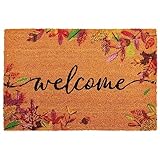 Juvale Fall Leaves Coir Welcome Mat - Indoor & Outdoor Fall Door Mat - Low Pile Dirt-Trapping Autumn Doormat - 36 x 24 in, Multi-Color