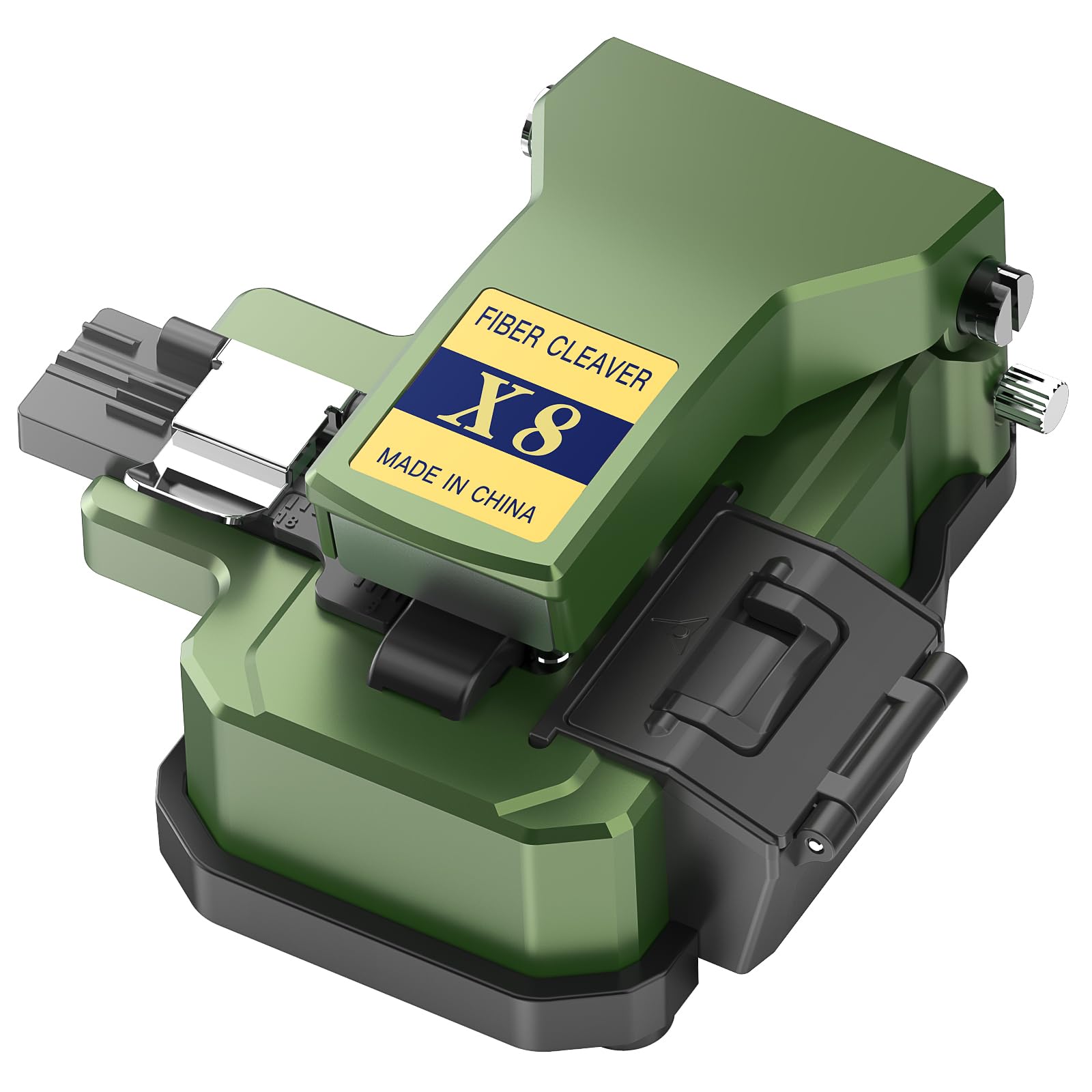 Fiber Optic Cleaver X8 One-step Automatic Cutter, Cleaver Angle <0.5° with 48,000 Cleaves, Built in Wast Bin for 0.25mm 0.9mm 2.5-3.0mm Fiber Cable FTTH Fiber Cutter Tool
