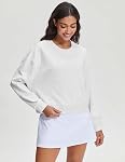 STELLE Cropped Sweatshirts for Women Cotton Long Sleeve Crop Tops Crewneck Pullover Oversized Sweater
