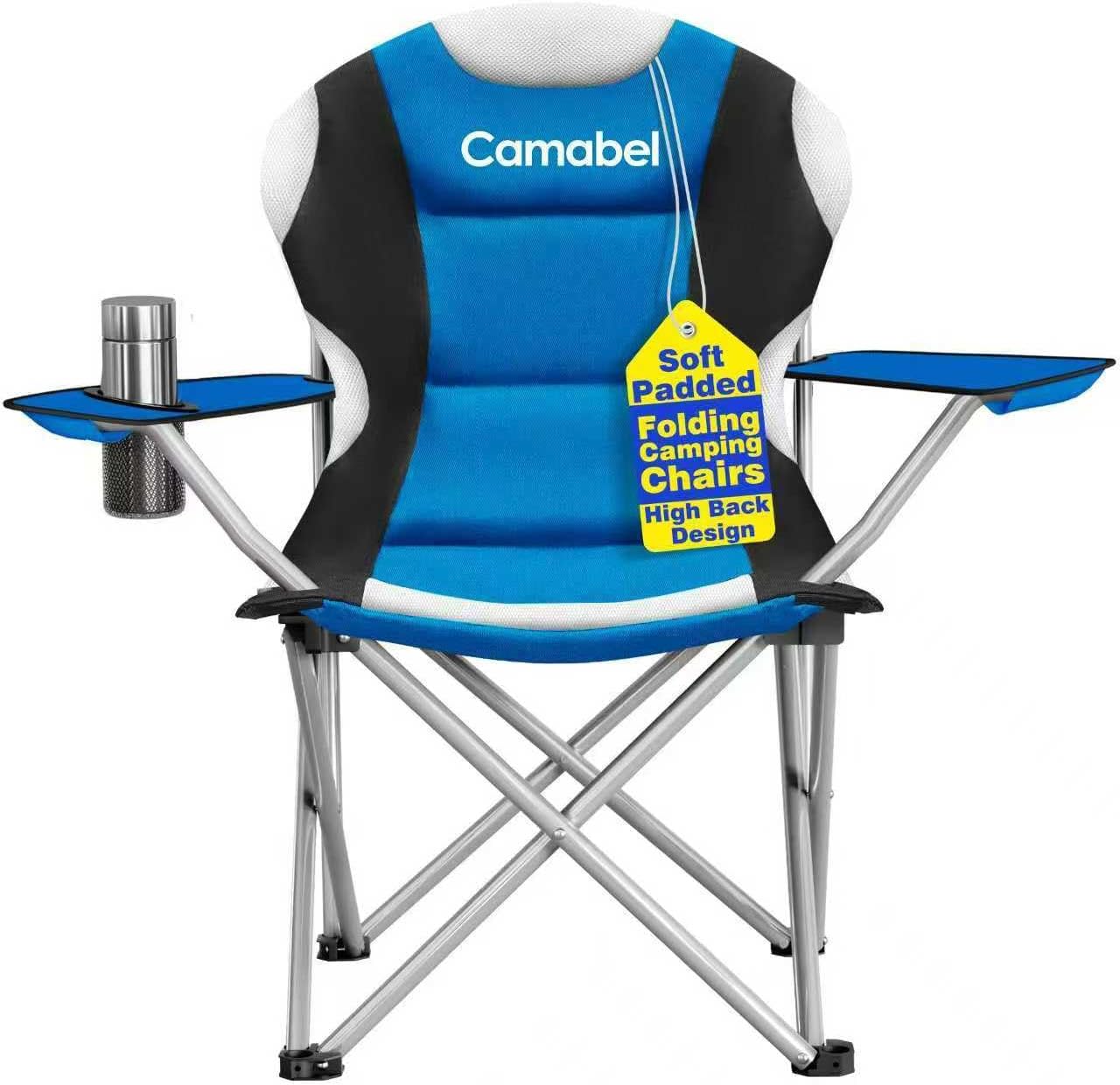 Camabel Oversized Heavy-Duty Folding Camping Chair – 400 lbs Capacity, Padded Back, Cup Holder, Carry Bag – Blue Camabel Oversized Heavy-Duty Folding Camping Chair – 400 lbs Capacity, Padded Back, Cup Holder, Carry Bag – Blue