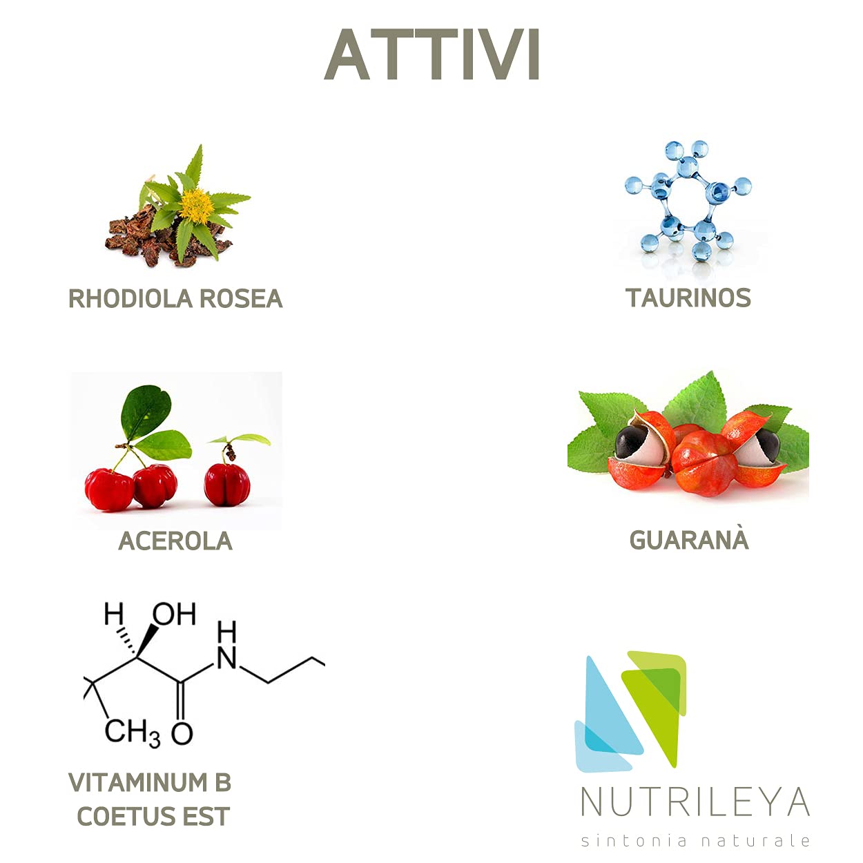Nutrisprint, 10 Flaconcini 100ml - Aumenta Energia, Forza, Concentrazione – Per Sessioni Allenamenti, Studio o Lavoro Intensi - Contro la Stanchezza - Rhodiola, Taurina, Guaranà, Caffeina - Nutrileya