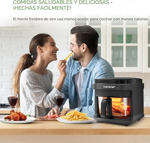 Miniatura 2 de Nutrichef Freidora de aire de 5.8 cuartos | 8 en 1 modos de cocción preestablecidos | Cesta transparente para obtener los mejores resultados de