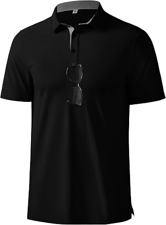 Mens Polo Shirts Short Sleeve Breathable Dry Fit Moisture Wicking Performance Polo for Golf Casual Business