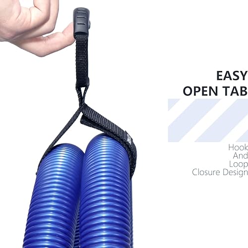 Miniatura 9 de 2 piezas de soporte de almacenamiento de cables de alta resistencia con gancho y bucle, correa organizadora de manguera con asa de transporte para