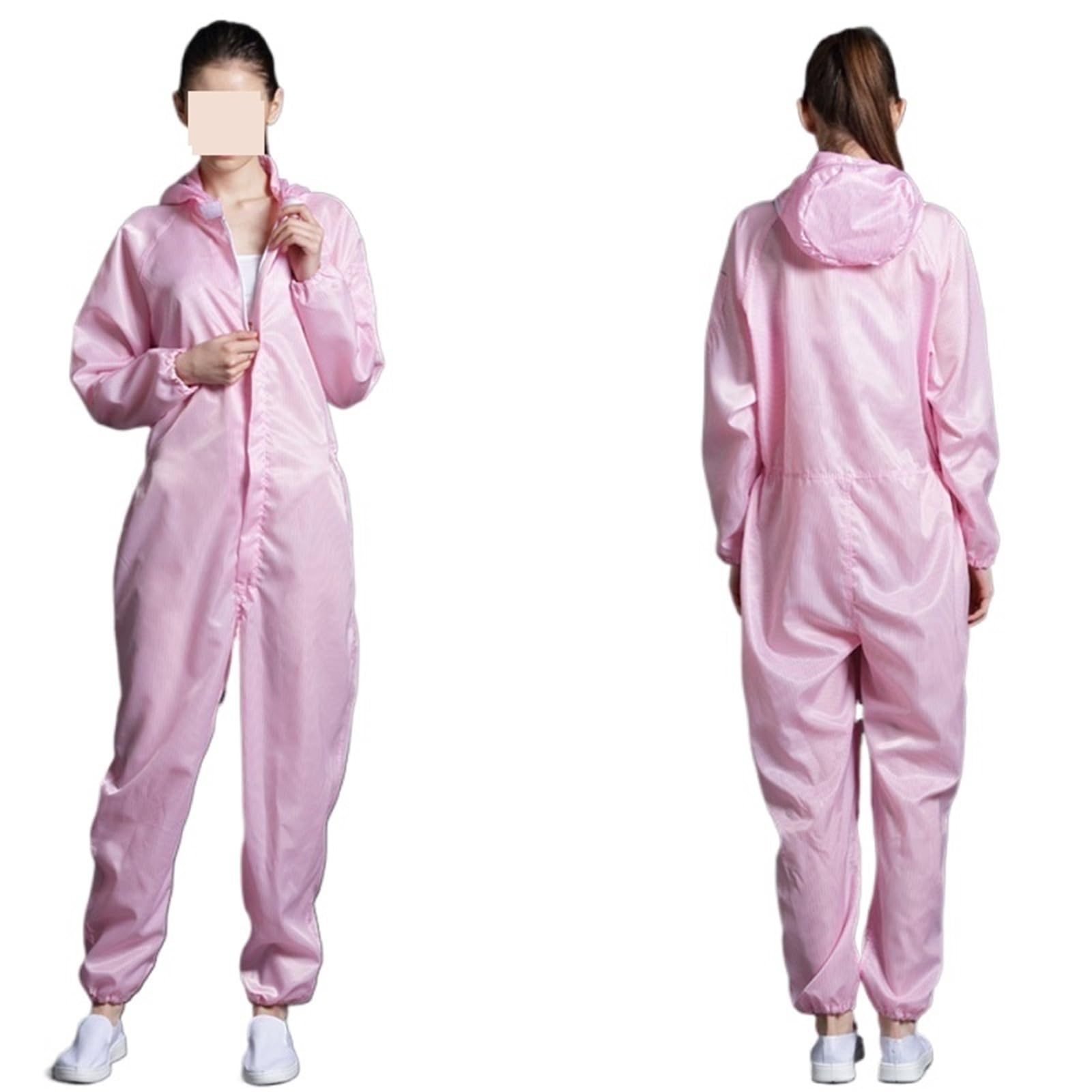Antistatisch, Mann Frau dicht Antistatische Kapuze Reinraum Kleidungsstück Farbe Uniform Overall Kleidung Einteiliger Overall Saubere Arbeitskleidung(Pink,XX-Large)