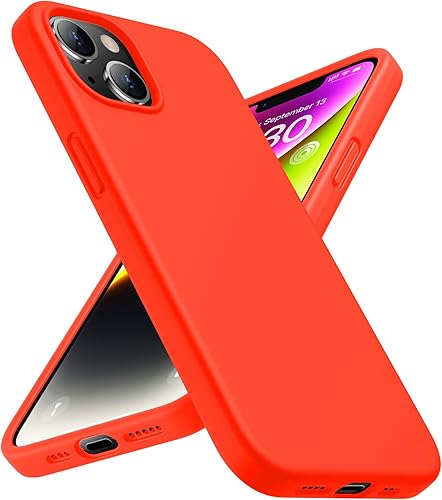 SPIDERCASE Funda suave diseñada para iPhone 13, silicona líquida, forro de microfibra suave antiarañazos, para iPhone 13 de 6.1 pulgadas, color rojo