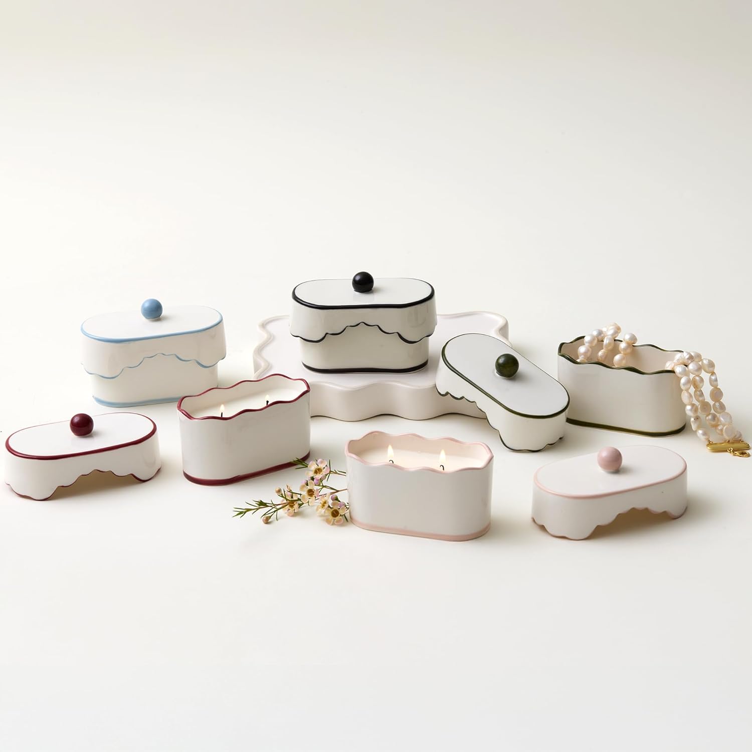 Paddywax CHÉRIE Ceramic Dish Candle, Soy Wax Candle, Poured with Love Ceramic Jar with Scalloped Lid, Reusable Vessel, 5.5 oz, Black Fig & Olive - Image 7