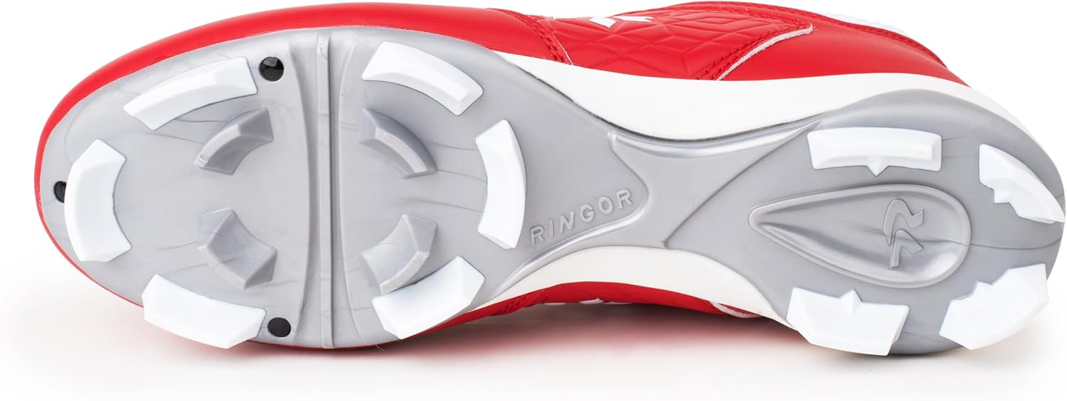 RIP-IT Women's Diamond Softball Cleats | Molded Softball Shoes for Women | Scarlet | Size 7