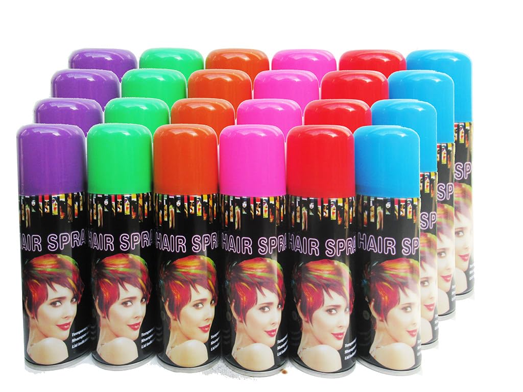 Temporary Hair Coloring Spray Hair Color Washable Removable For Birthday Party, New Year Party, Celebration Faster Make-up (6 Colors, 24 Cans)