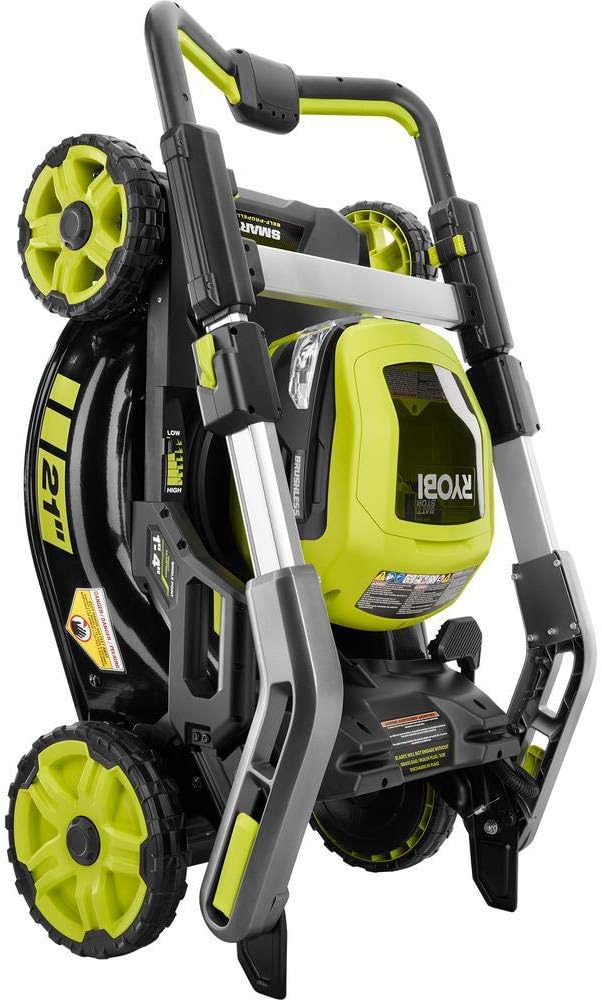 RYOBI RY40LM10-Y 21 in. 40-Volt Brushless Lithium-Ion Cordless Smart Trek Self-Propelled Walk Behind Mower with 6.0Ah Battery and Charger