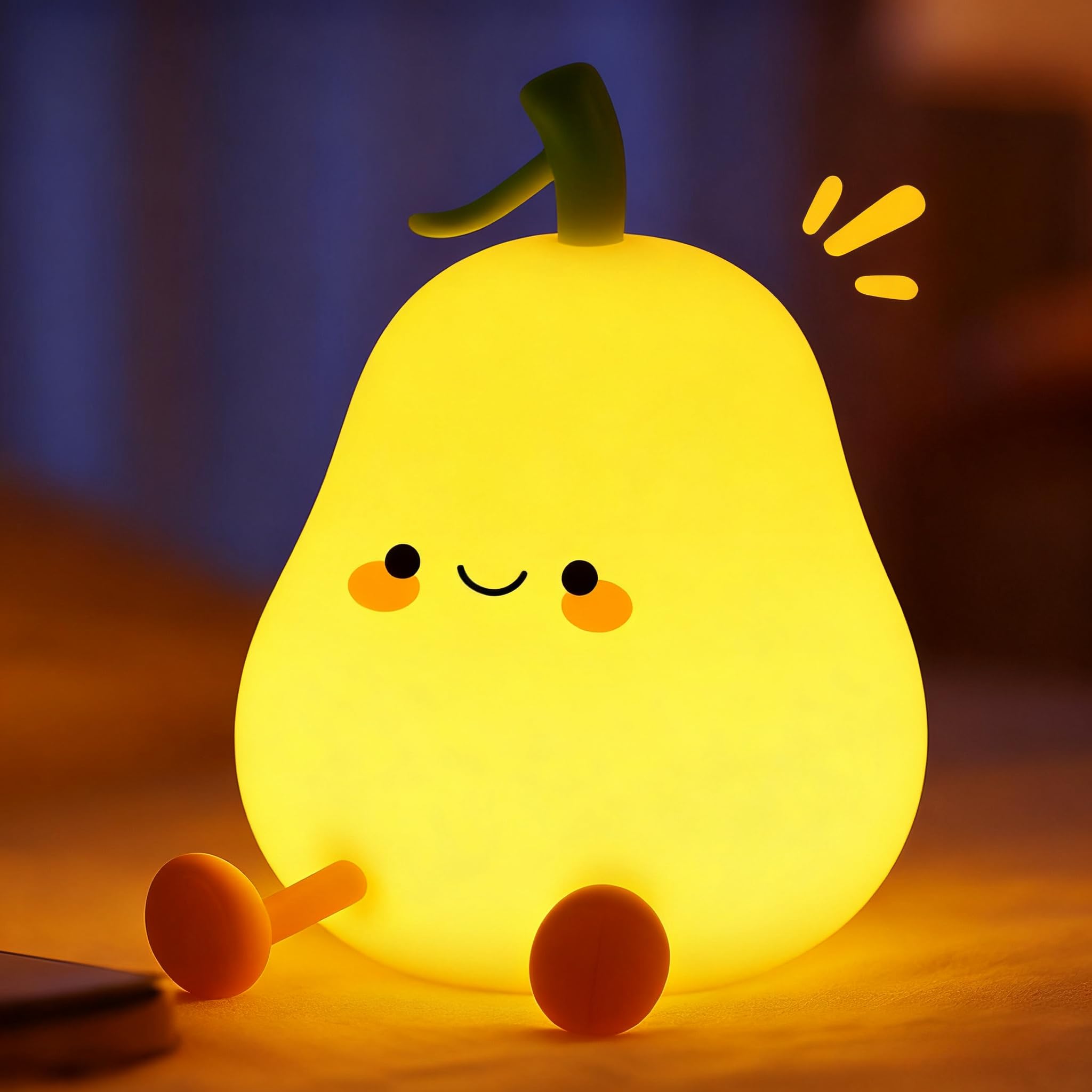 Luz nocturna de pera para niños, luces nocturnas de guardería, lámpara táctil de noche, bonita luz nocturna de silicona para bebé pequeño, 3 niveles regulables, lámparas de noche suaves