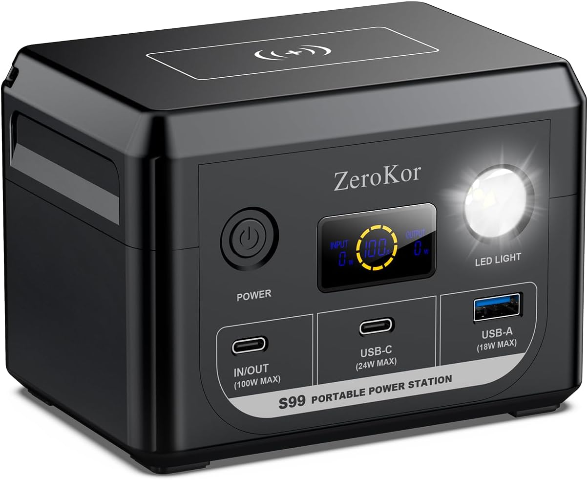 100W Transportable Energy Station, 96Wh Small Generator 30000mAh LiFePO4 Battery with USB C Quick Charging for Laptop computer, Outside Tenting Transportable Energy financial institution For RV House Workplace Emergency Energy Provide