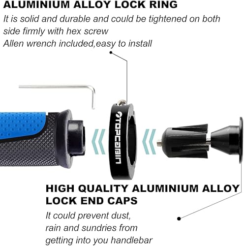 Vista 13 de Puños de manillar de bicicleta de doble bloqueo - Puños cómodos de goma para bicicleta de montaña BMX (Enchufe de bloqueo de aluminio+empuñaduras)