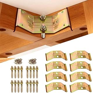 Corner Brackets for Wood, Set of 8 Metal Corner Braces with Screws, Kerf Mount Corner Brackets, Surface Mount Table Leg Brackets for Desk, Coffee Table, Dining Table, Bench Legs(with L Bracket)