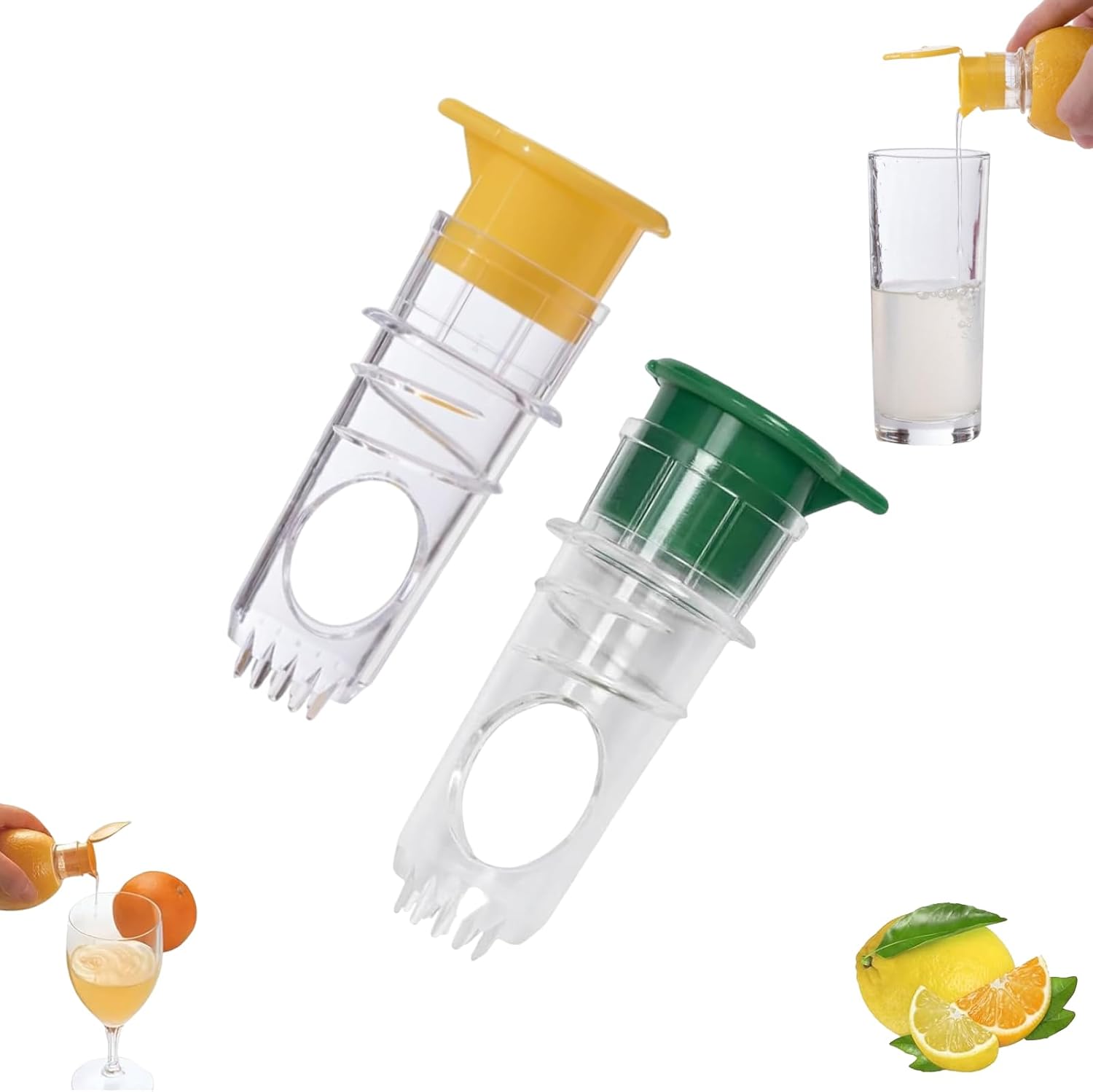 2025 New Screw-Top Lemon Squeezer,Fast Juicing, Portable Manual Citrus Juicer, Orange Extractor with Lid, Squeeze Lime for Cocktails, Drinks (yellow and green)