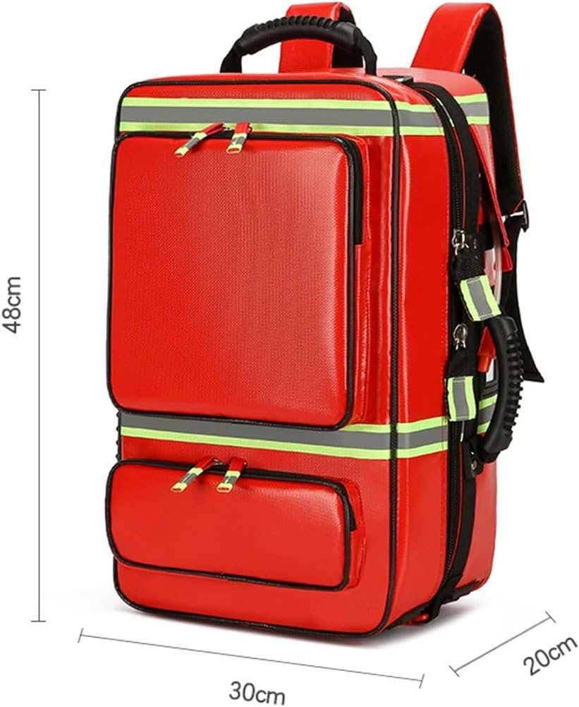 Verde, kit de primeros auxilios, kit médico de rodillo vacío, botiquín de primeros auxilios de gran capacidad con compartimentos, adecuado para enfermeras de atención domiciliaria