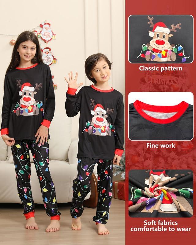 Pigiami Natalizi per Tutta la Famiglia, Pigiama Natale Famiglia Invernale Pigiama Natalizio, Manica Lungo Donna Uomo Pigiami di Natale Famiglia, Pigiami Natale Coppia Pigiama Natale Bambino Bambina