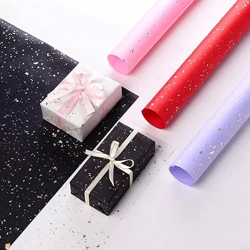 Miniatura 3 de Papel de regalo de lunares dorados y plateados coreanos, papel de regalo floral, 10 hojas de suministros para floristería, papel de regalo